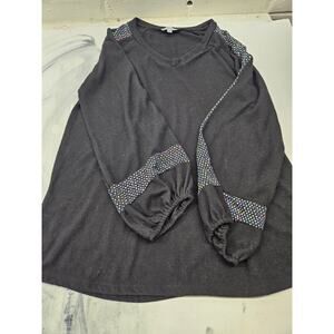 White Birch Black Sequin V Neck Sweater Womens Size Medium